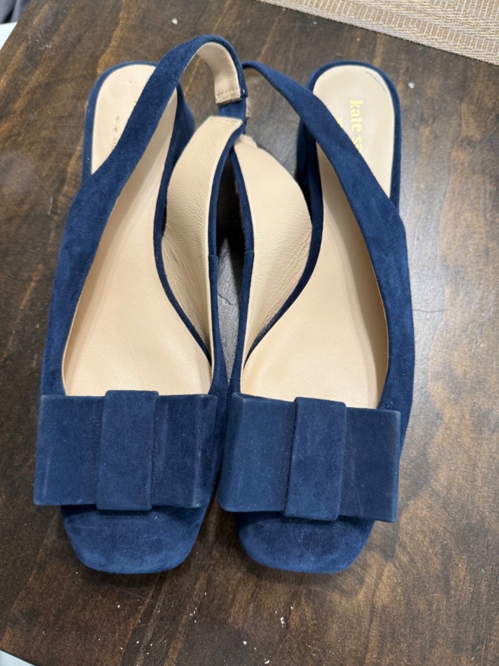 Kate Spade Navy Suede Bow Slingback Heels Size 6 NWT